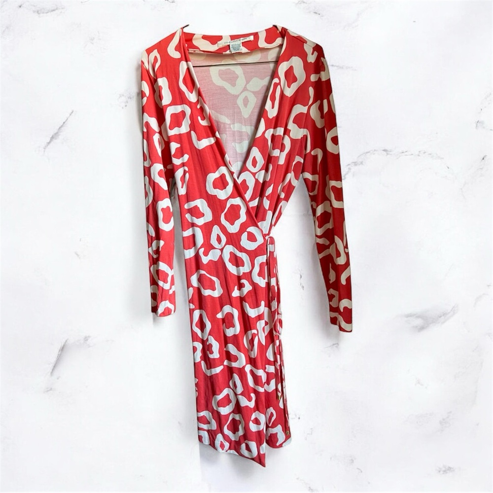 Diane von fustenberg silk wrap dress in coral